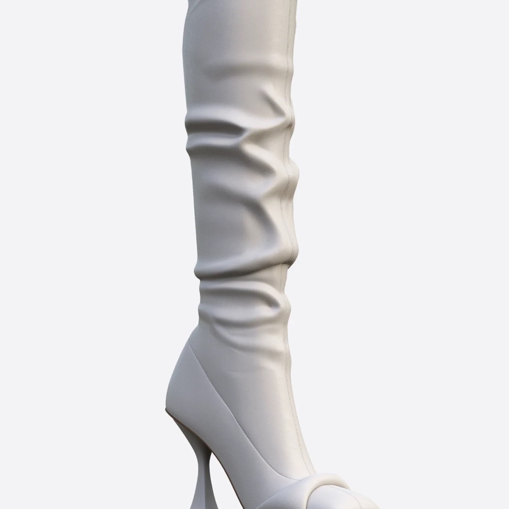 Hanifa Chic Cream Heeled Boots